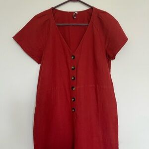 Madewell Linen Brick Red Jumpsuit Size 6